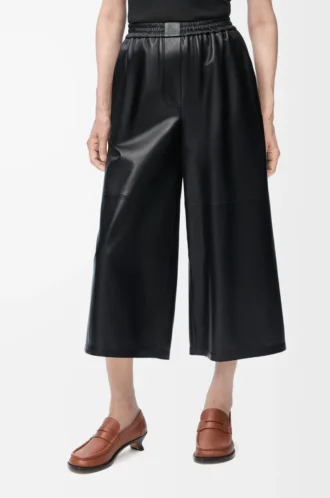Kurze Hose aus Nappalammleder Schwarz