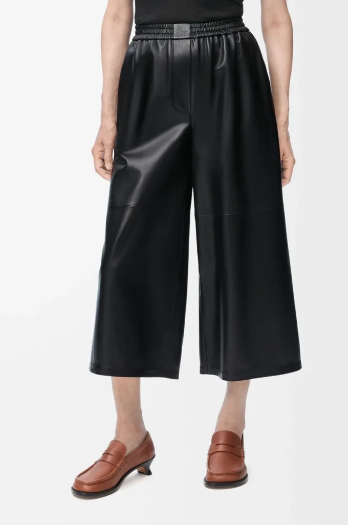 Kurze Hose aus Nappalammleder Schwarz