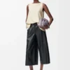 Kurze Hose aus Nappalammleder Schwarz