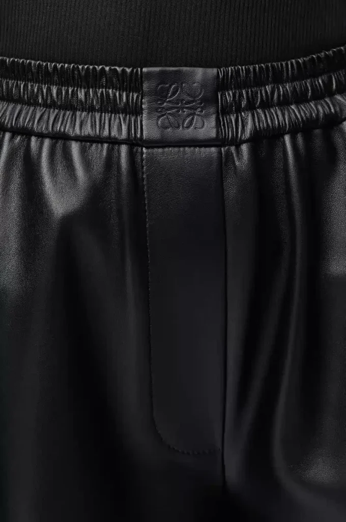 Kurze Hose aus Nappalammleder Schwarz