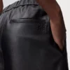 Kurze Hose aus Nappalammleder Schwarz