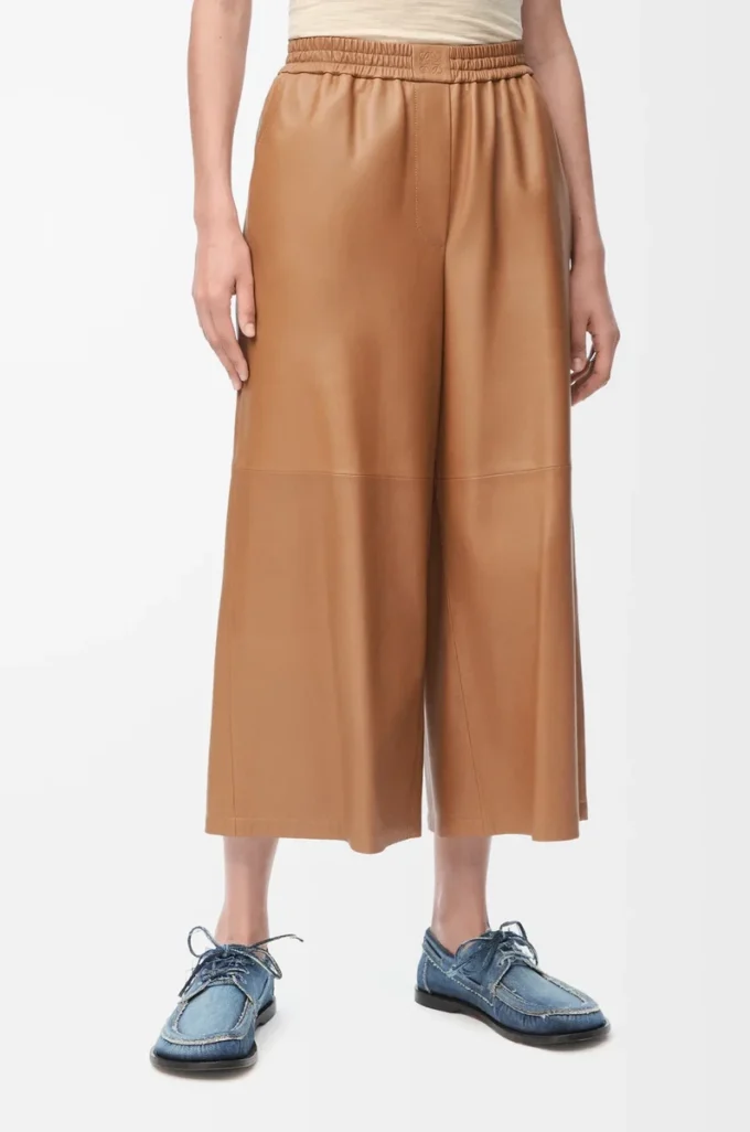 Kurze Hose aus Nappalammleder Toffee