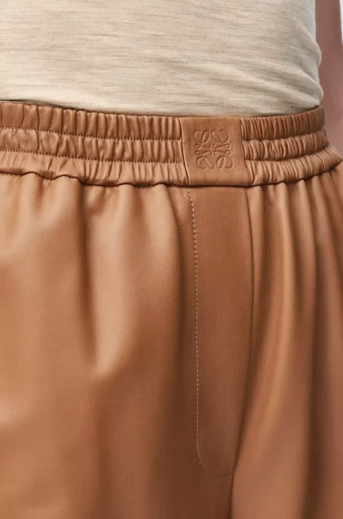 Kurze Hose aus Nappalammleder Toffee