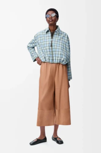 Kurze Hose aus Nappalammleder und Ziegenveloursleder Toffee