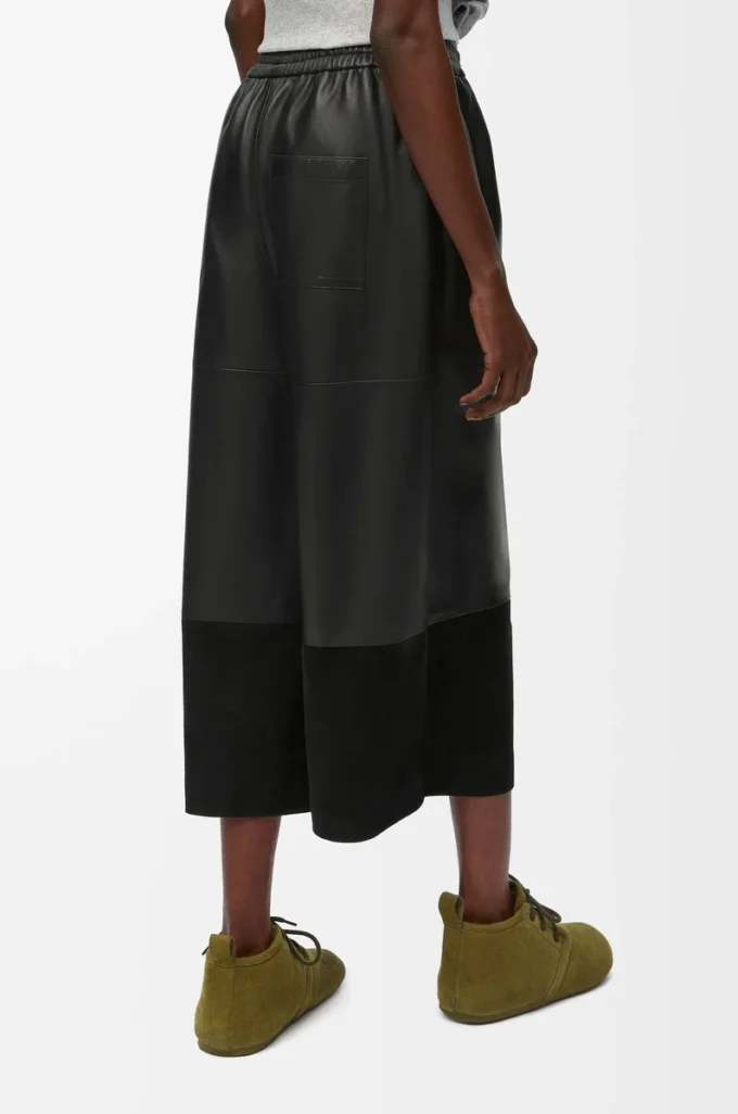 Kurze Hose aus Nappalammleder und Ziegenwildleder Schwarz
