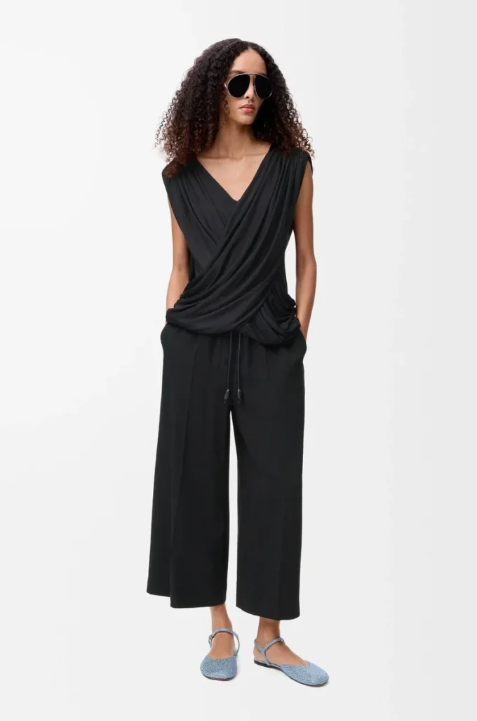 Kurze Hose aus Stretch-Viskose Schwarz