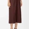 Kurze Hose mit Gürtel aus Baumwolle und Seide Kaffee