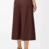 Kurze Hose mit Gürtel aus Baumwolle und Seide Kaffee