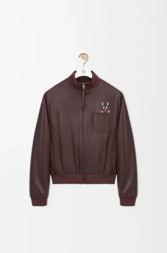Kurze Jacke aus Nappalammleder in Braun