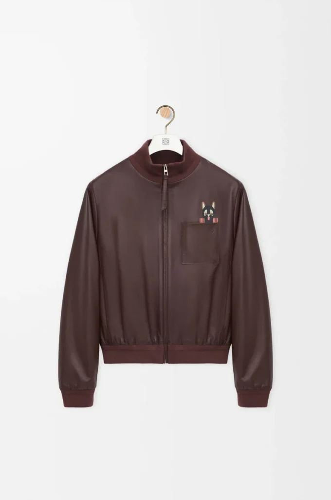 Kurze Jacke aus Nappalammleder in Braun