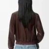 Kurze Jacke aus Nappalammleder in Braun
