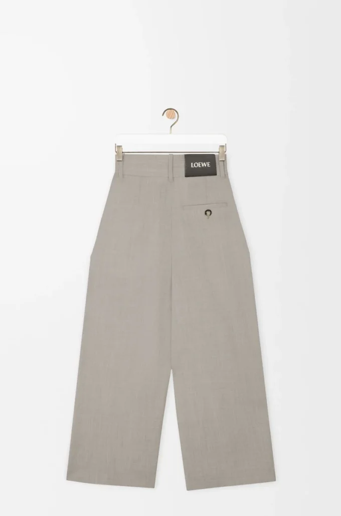 Kurze Wickelhose aus Wolle in Hellbeige Melange