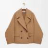 Kurzer Mantel aus Wolle in Camel