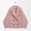 Kurzer Mantel aus Wolle in Rosa
