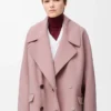 Kurzer Mantel aus Wolle in Rosa