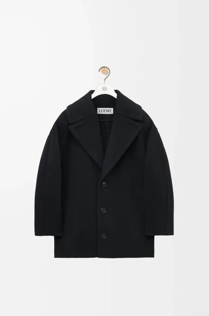 Kurzer Mantel aus Wolle Schwarz