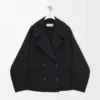 Kurzer Mantel aus Wolle Schwarz