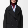 Kurzer Mantel aus Wolle Schwarz