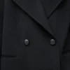 Kurzer Mantel aus Wolle Schwarz