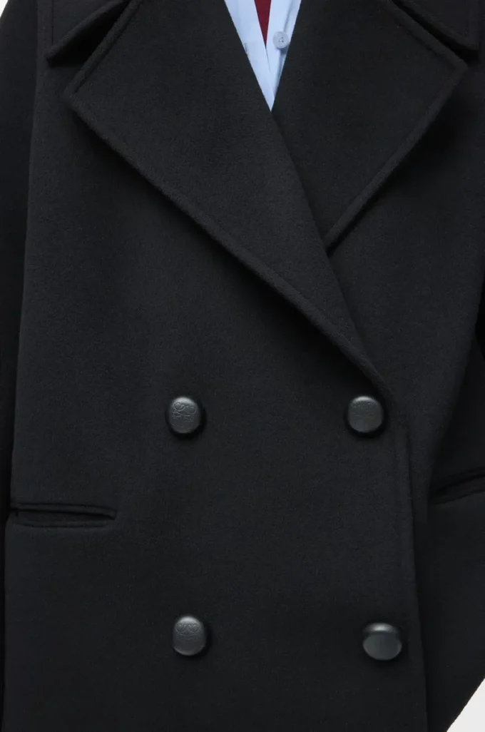 Kurzer Mantel aus Wolle Schwarz