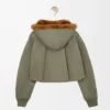 Kurzer Parka aus Baumwolle in Khaki-Grün