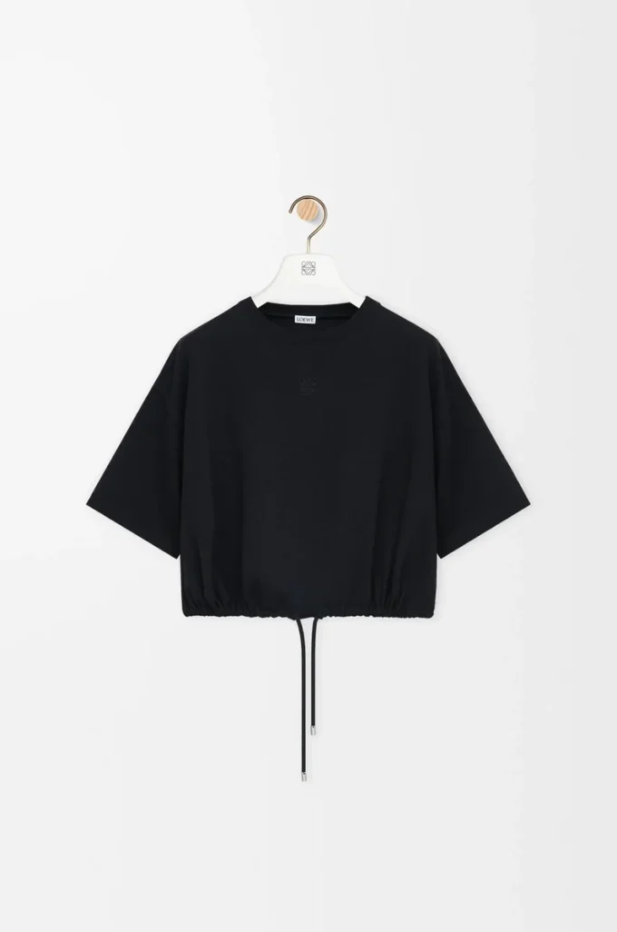 Kurzes T-Shirt aus Baumwolle Schwarz