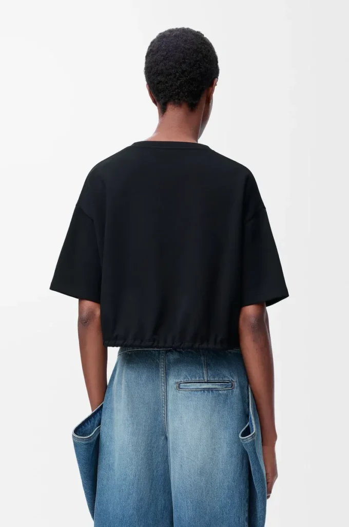 Kurzes T-Shirt aus Baumwolle Schwarz