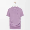 Kurzärmeliger Polo-Pullover aus Kaschmir und Seide in Lila