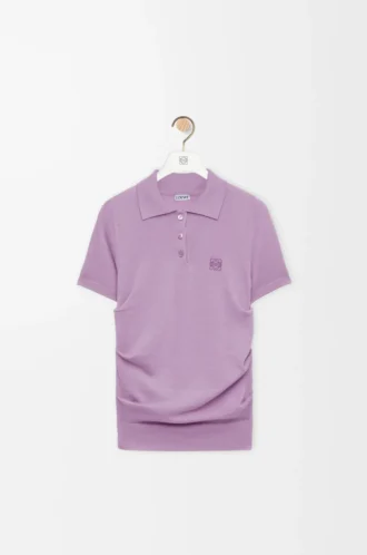 Kurzärmeliger Polo-Pullover aus Kaschmir und Seide in Lila