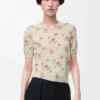 Kurzärmeliger Pullover aus Baumwollmischung Weiß/Rosa