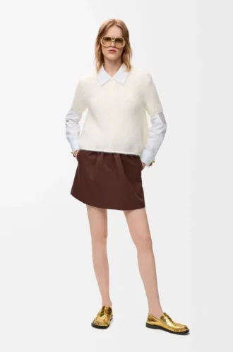 Kurzärmeliger Pullover aus Mohairmischung Weiß
