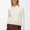 Kurzärmeliger Pullover aus Mohairmischung Weiß