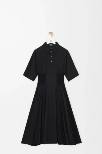 Kurzärmeliges Kleid aus Baumwolle Schwarz