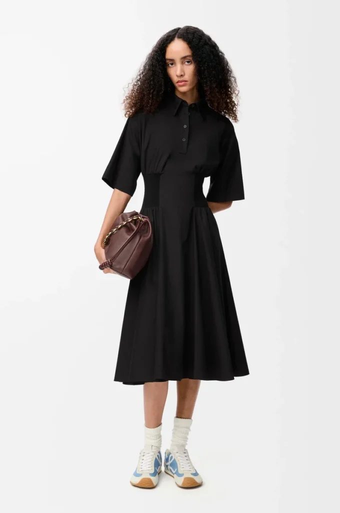 Kurzärmeliges Kleid aus Baumwolle Schwarz