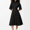 Kurzärmeliges Kleid aus Baumwolle Schwarz