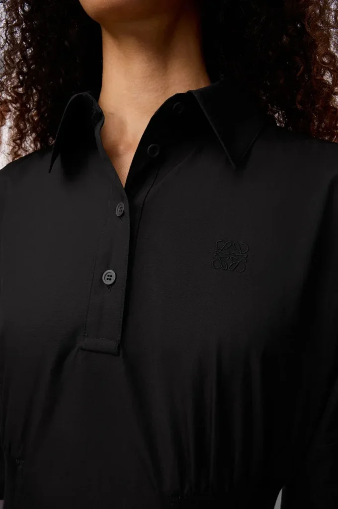 Kurzärmeliges Kleid aus Baumwolle Schwarz