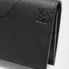 Lange horizontale Geldbörse Puzzle aus klassischem Kalbsleder Schwarz