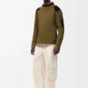 Langärmliges Oberteil aus Baumwollmischung in Khaki/Schwarz