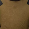 Langärmliges Oberteil aus Baumwollmischung in Khaki/Schwarz
