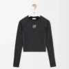 Langärmliges Oberteil aus technischem Jersey in Schwarz