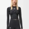 Langärmliges Oberteil aus technischem Jersey in Schwarz