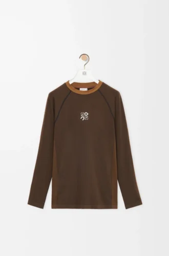 Langärmliges Oberteil aus technischem Jersey in Toffee
