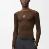 Langärmliges Oberteil aus technischem Jersey in Toffee