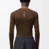 Langärmliges Oberteil aus technischem Jersey in Toffee