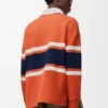 Langärmliges Poloshirt aus Baumwolle Orange/Marineblau
