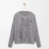 Langärmliges T-Shirt aus Baumwolle in Grau meliert