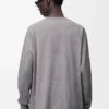 Langärmliges T-Shirt aus Baumwolle in Grau meliert