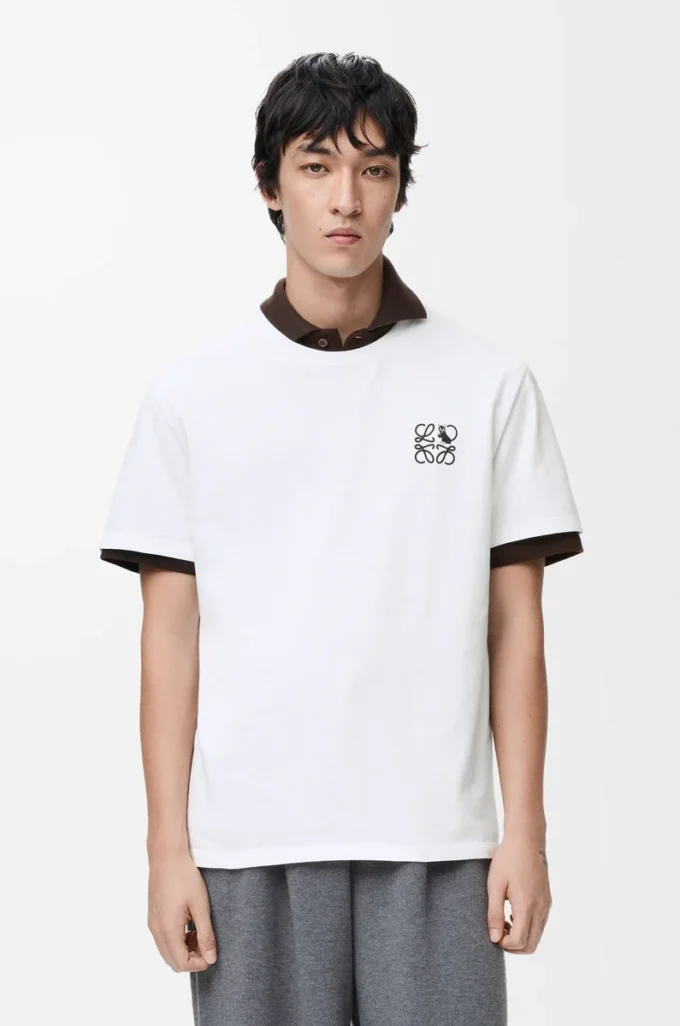 Lockere Passform T-Shirt aus Baumwolle Weiß