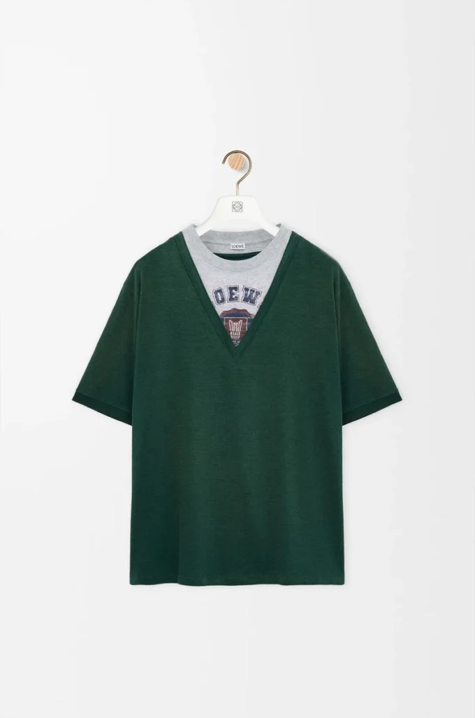 Lockere Passform T-Shirt aus Baumwollmischung Grün/Grau