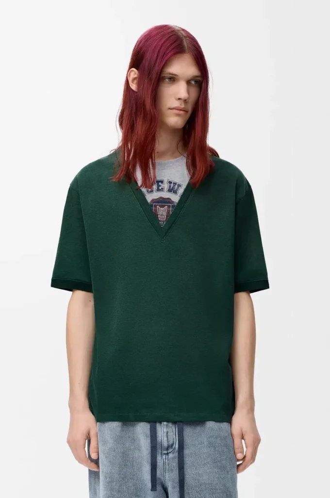 Lockere Passform T-Shirt aus Baumwollmischung Grün/Grau
